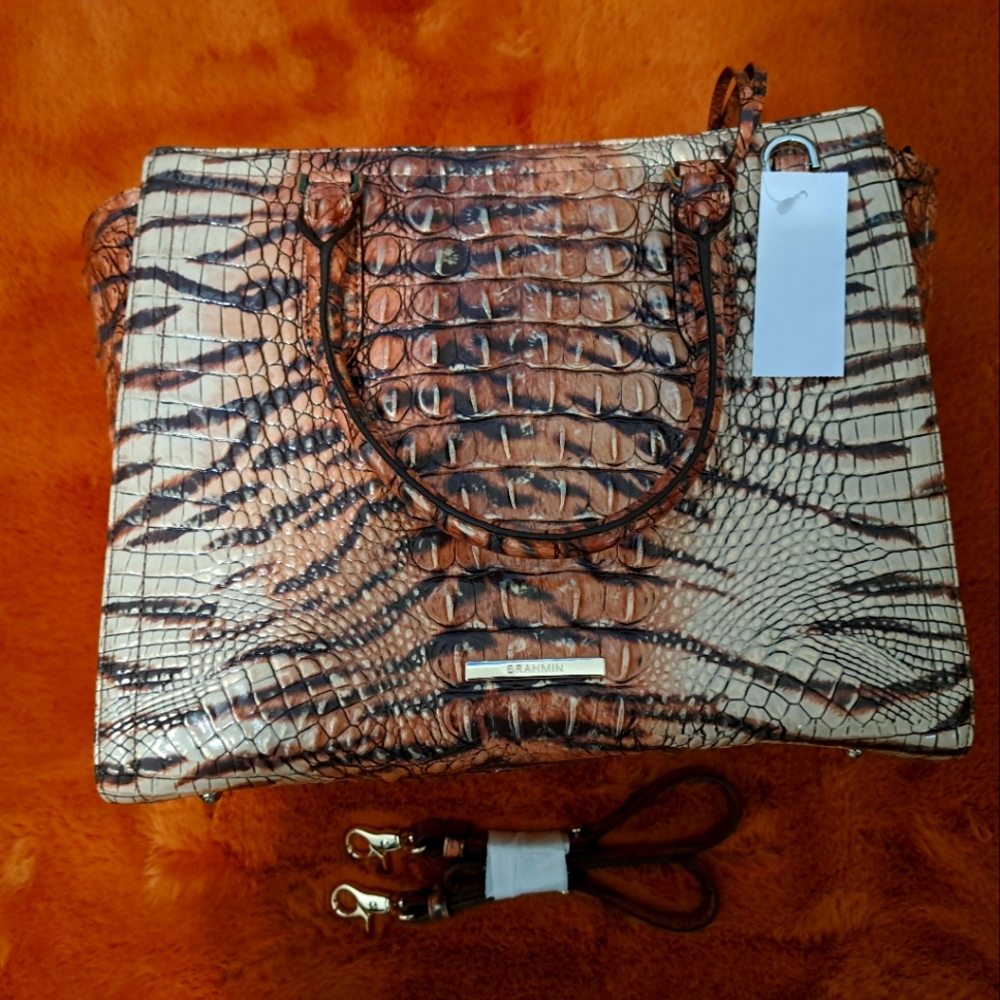 Brahmin Aubree Satchel, NWT, Tiger print, feline Ombre Melbourne